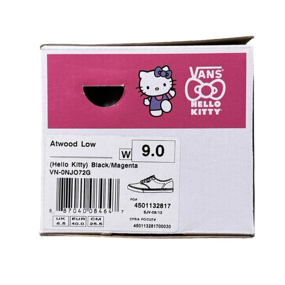 VANS x HELLO KITTY ATWOOD LOW (BLACK) SHOES (MEN 7.5/WOMEN 9) NEW in BOX! Rare - Picture 3 of 7